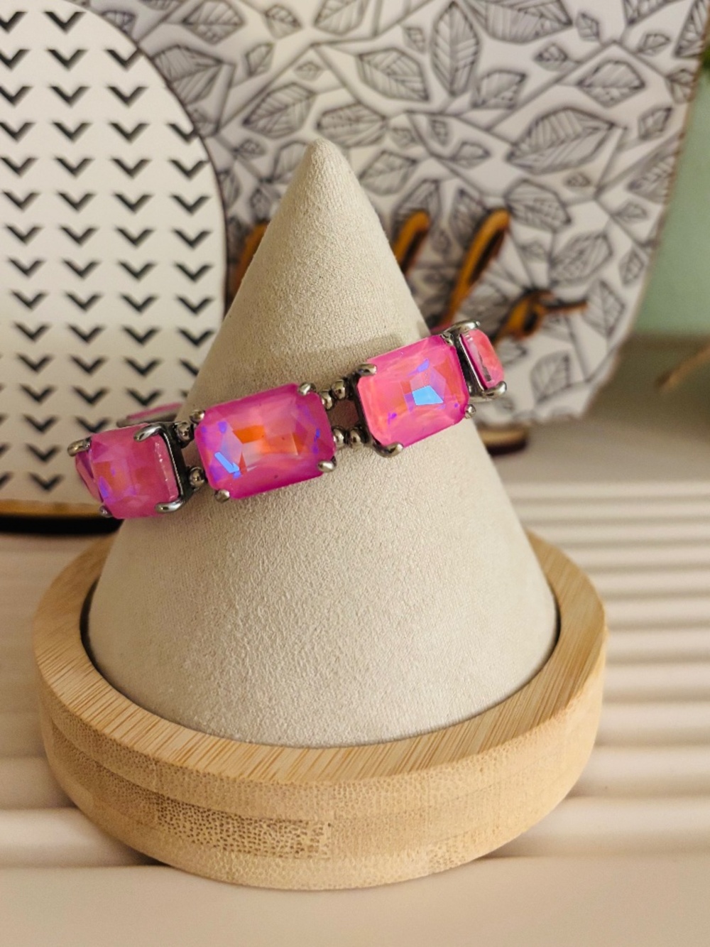 Pink AB Gemstone Stretch Bracelet